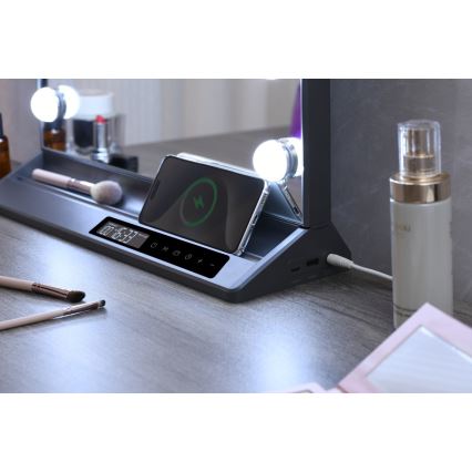 Miroir de maquillage LED à intensité variable HOLLYWOOD LED/18W/230V 3000/4200/6000K gris