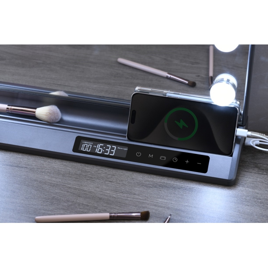 Miroir de maquillage LED à intensité variable HOLLYWOOD LED/18W/230V 3000/4200/6000K gris