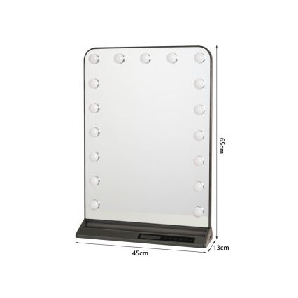 Miroir de maquillage LED à intensité variable HOLLYWOOD LED/18W/230V 3000/4200/6000K gris