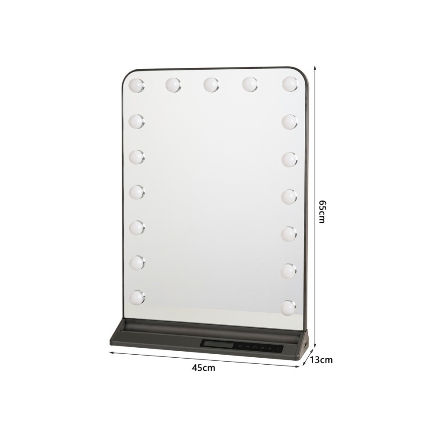 Miroir de maquillage LED à intensité variable HOLLYWOOD LED/18W/230V 3000/4200/6000K gris