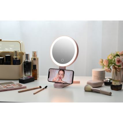 Immax 09102L - LED+CCT Miroir de maquillage dimmable SWEET LED/3W/5V rose