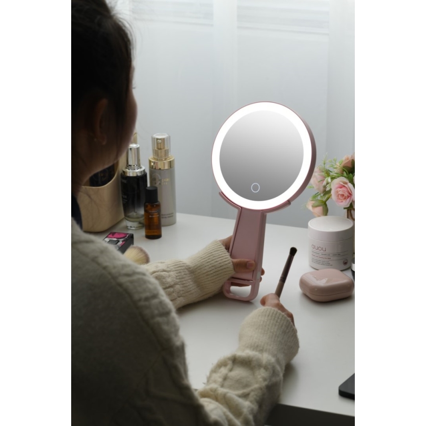 Immax 09102L - LED+CCT Miroir de maquillage dimmable SWEET LED/3W/5V rose