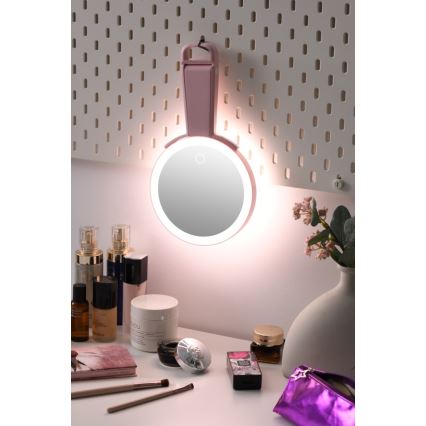 Immax 09102L - LED+CCT Miroir de maquillage dimmable SWEET LED/3W/5V rose