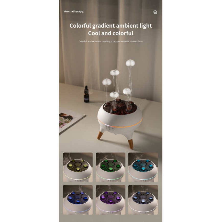 Immax 09104L - Aroma-diffuser en luchtbevochtiger JELLYFISH LED/11W/5V