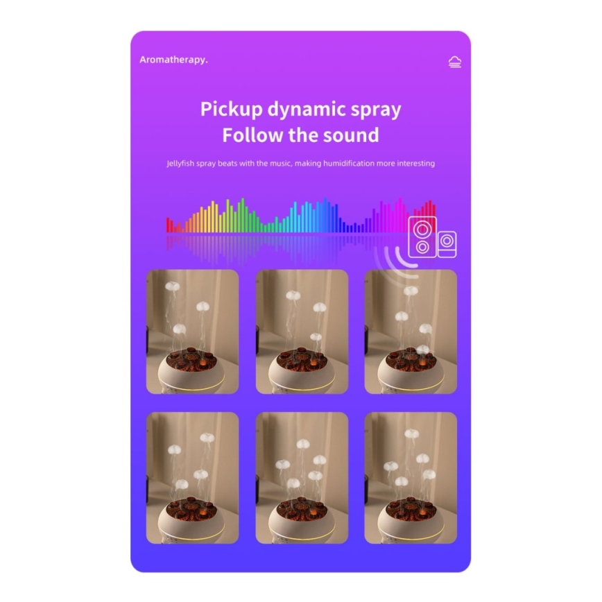 Immax 09104L - Diffuseur d'arômes et humidificateur d'air JELLYFISH LED/11W/5V