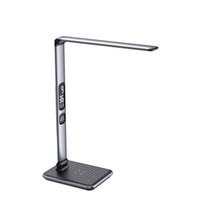 Lampe de bureau LED dimmable 8,5W/230V avec recharge sans fil, argentée