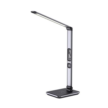 Lampe de bureau LED dimmable 8,5W/230V avec recharge sans fil, argentée