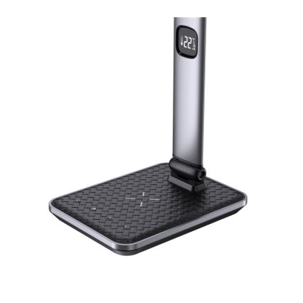 Lampe de bureau LED dimmable 8,5W/230V avec recharge sans fil, argentée