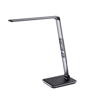 Lampe de bureau LED dimmable 8,5W/230V avec recharge sans fil, argentée