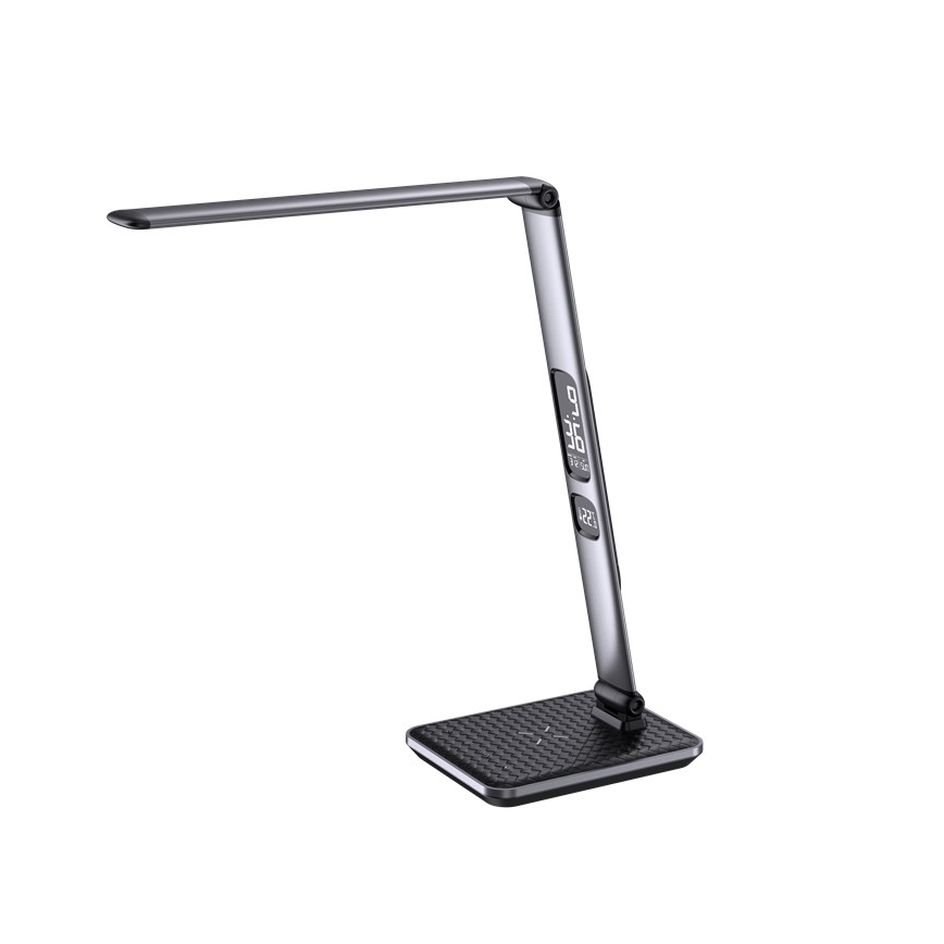 Lampe de bureau LED dimmable 8,5W/230V avec recharge sans fil, argentée