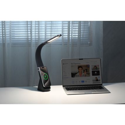 Lampe de bureau LED dimmable avec chargement sans fil MAGIC LED/5W/230V noire