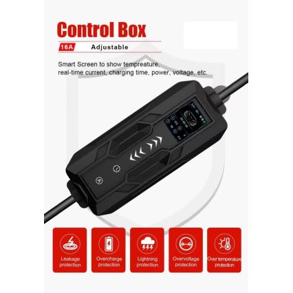 Immax - Borne de recharge EV pour véhicules électriques AC Type 2 16 A/380 V + prise 230 V, 3,7 kW, 5 m, Tuya