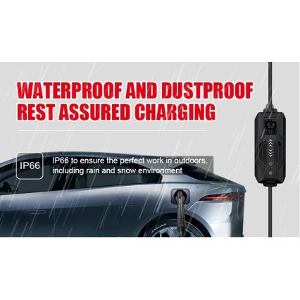 Immax - Borne de recharge EV pour véhicules électriques AC Type 2 16 A/380 V + prise 230 V, 3,7 kW, 5 m, Tuya