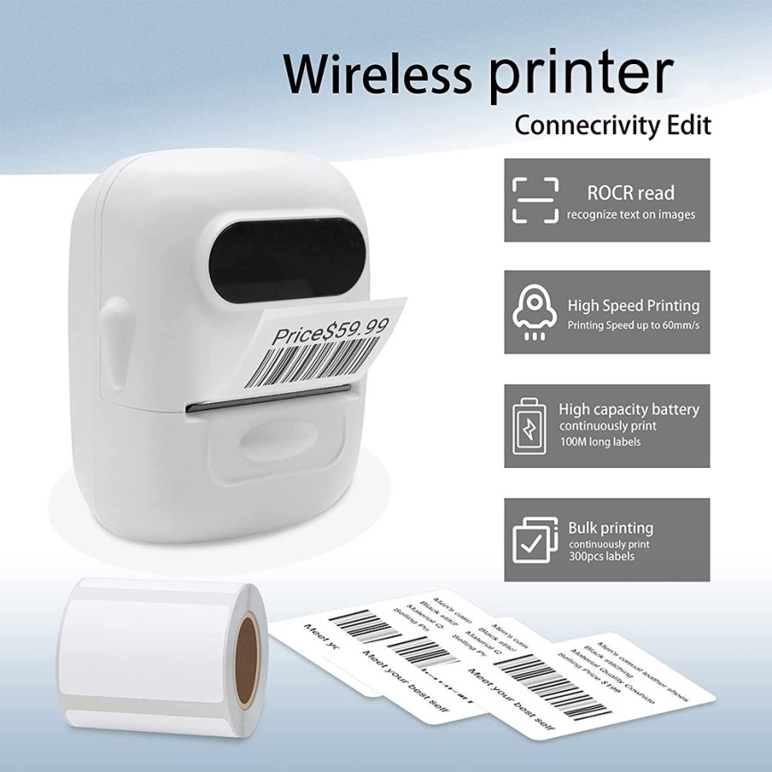 Immax DTS01 - Imprimante numérique étiquette USB-C + étiquettes  autocollantes 40x30mm