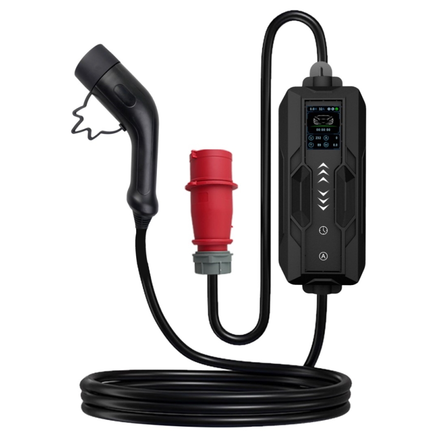 Immax - Reislaadstation EV voor elektrische auto's AC Type 2 16A/380V 11kW + stekker 230V, 3,7kW 5m + hoes