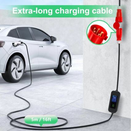 Immax - Reislaadstation EV voor elektrische auto's AC Type 2 32A/380V 22kW + stekker 230V 5m Wi-Fi Tuya