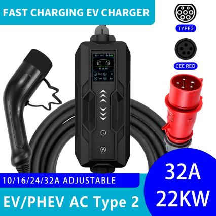 Immax - Reislaadstation EV voor elektrische auto's AC Type 2 32A/380V 22kW 5m + hoes