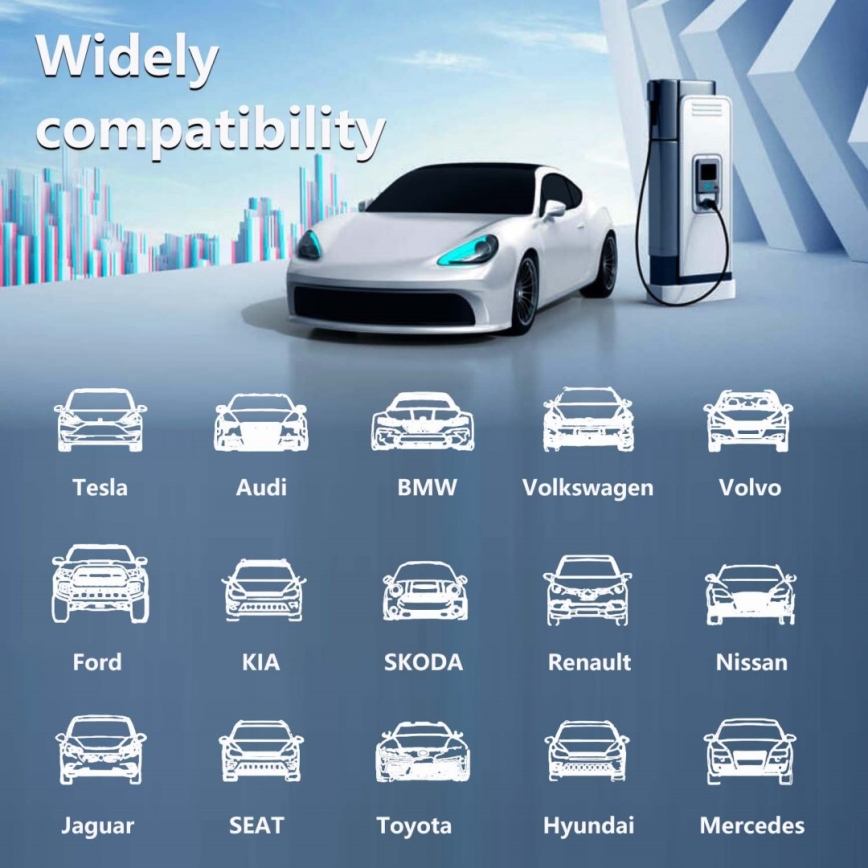 Immax - Reislaadstation EV voor elektrische auto's AC Type 2 32A/380V 22kW 5m + hoes