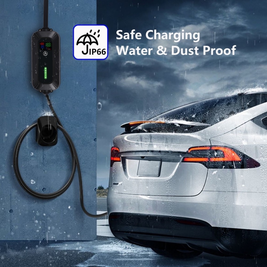 Immax - EV-reislaadstation voor elektrische auto's ​ AC Type 2 16A/380V 11kW + plug 230V, 3,7kW 5m + Etui