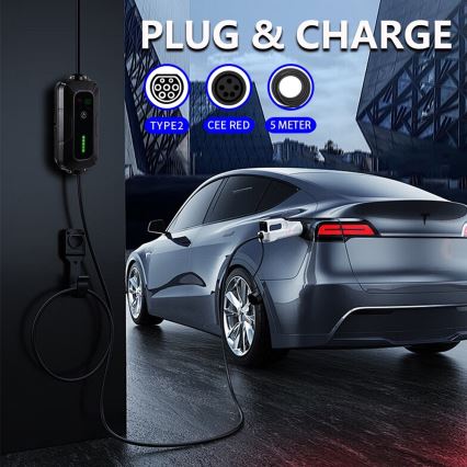 Immax - EV-reislaadstation voor elektrische auto's ​ AC Type 2 16A/380V 11kW + plug 230V, 3,7kW 5m + Etui