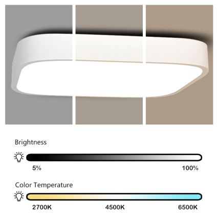 Immax NEO 07042L – Plafonnier LED à intensité variable RECUADRO LED/67W/230V + télécommande Tuya