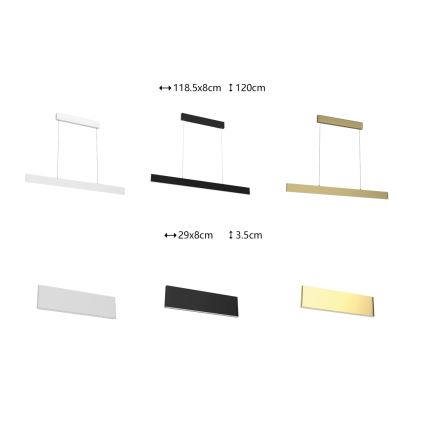 Immax NEO 07075L- Suspension filaire à intensité variable LISTON blanc LED/18W/230V + télécommande Tuya
