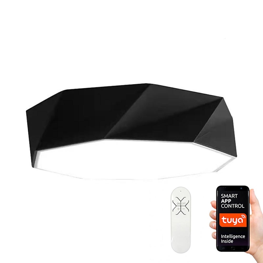 Immax NEO 07130-B80 - LED SMART Plafonnier à intensité variable noir DIAMANTE LED/60W/230V + télécommande 80cm Tuya ZigBee