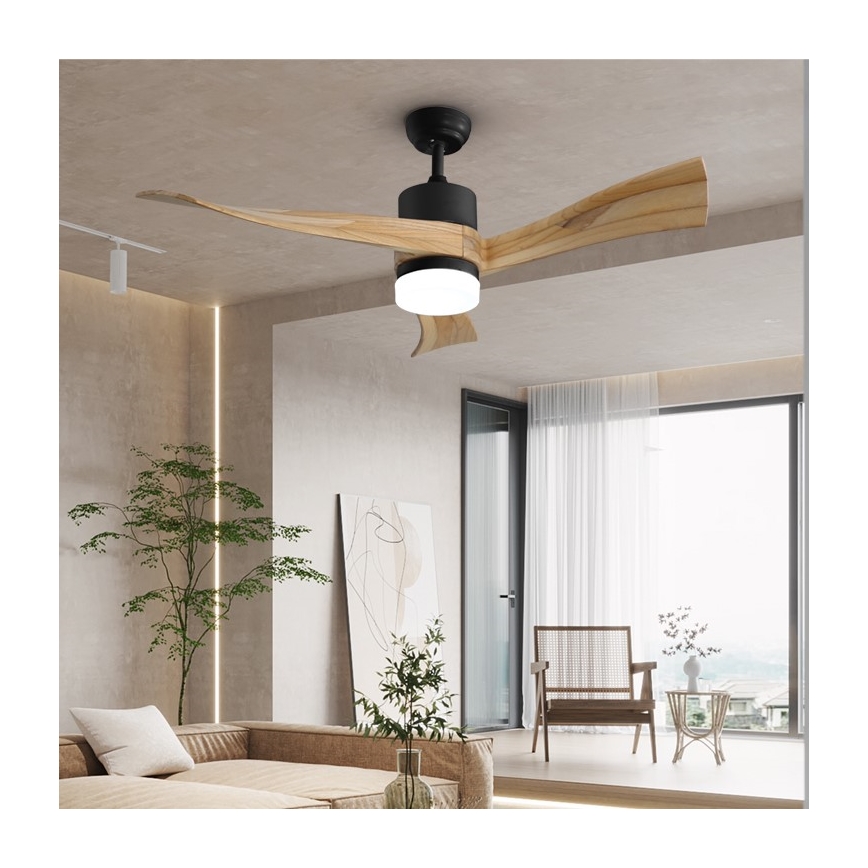 Immax NEO 07136-B - Ventilateur de plafond à intensité variable SOFISTICADO LED/18W/230V chêne Wi-Fi Tuya + télécommande