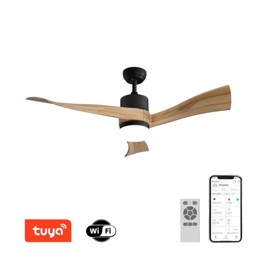 Immax NEO 07136-B - Ventilateur de plafond à intensité variable SOFISTICADO LED/18W/230V chêne Wi-Fi Tuya + télécommande