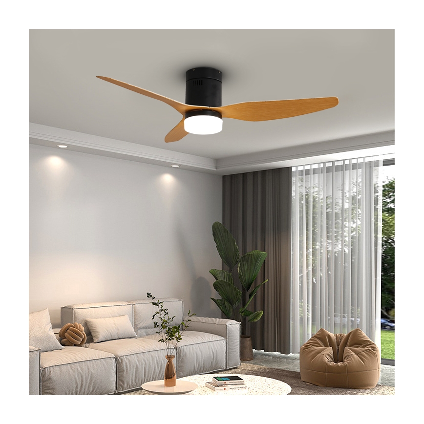 Immax NEO 07142-B - LED Plafond Ventilator NEO LITE FRESCO LED/18W/230V Tuya Wifi zwart/hout + afstandsbediening