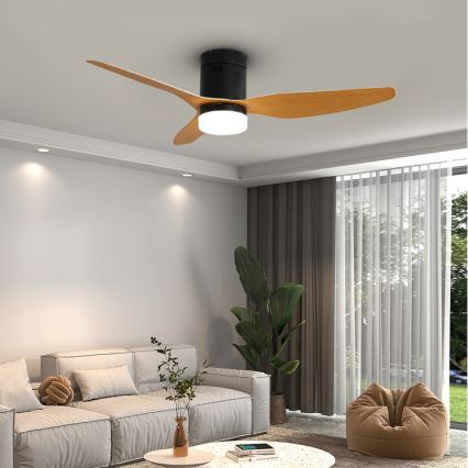 Immax NEO 07142-B - Ventilateur de plafond NEO LITE LED/18W/230V Tuya Wi-Fi noir/bois+ télécommande