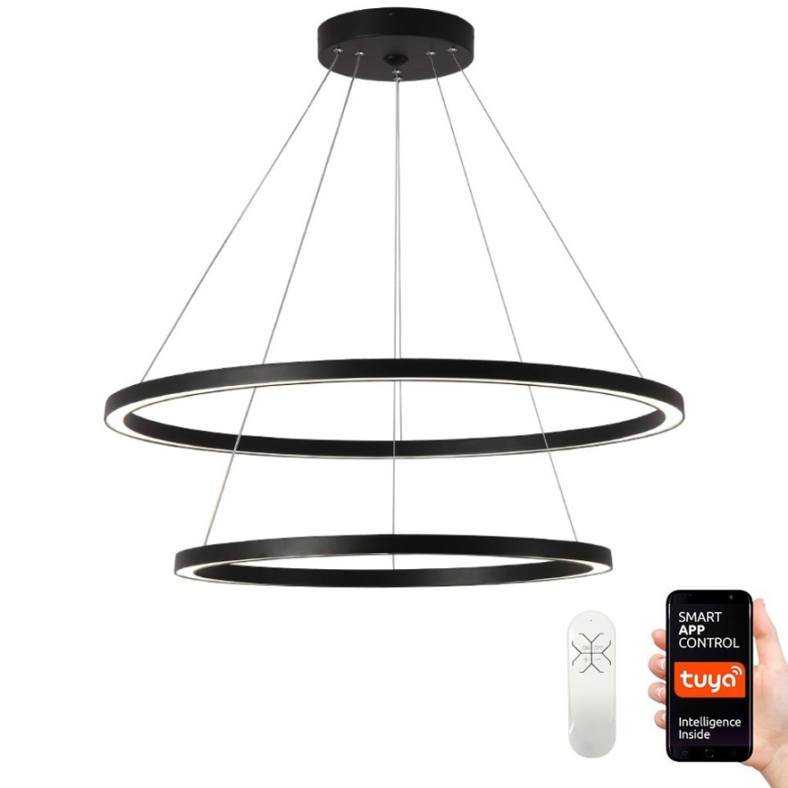 Immax NEO 07158-B80-60 - LED dimbare hanglamp aan snoer FINO LED/93W/230V Tuya zwart + afstandsbediening