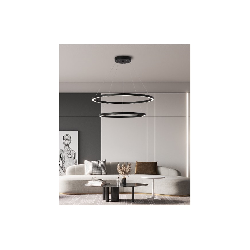 Immax NEO 07158-B80-60 - LED dimbare hanglamp aan snoer FINO LED/93W/230V Tuya zwart + afstandsbediening