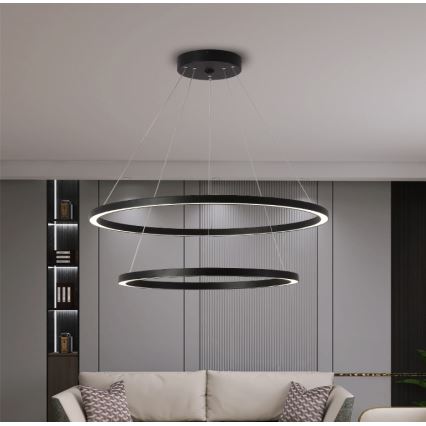 Immax NEO 07158-B80-60 - LED dimbare hanglamp aan snoer FINO LED/93W/230V Tuya zwart + afstandsbediening