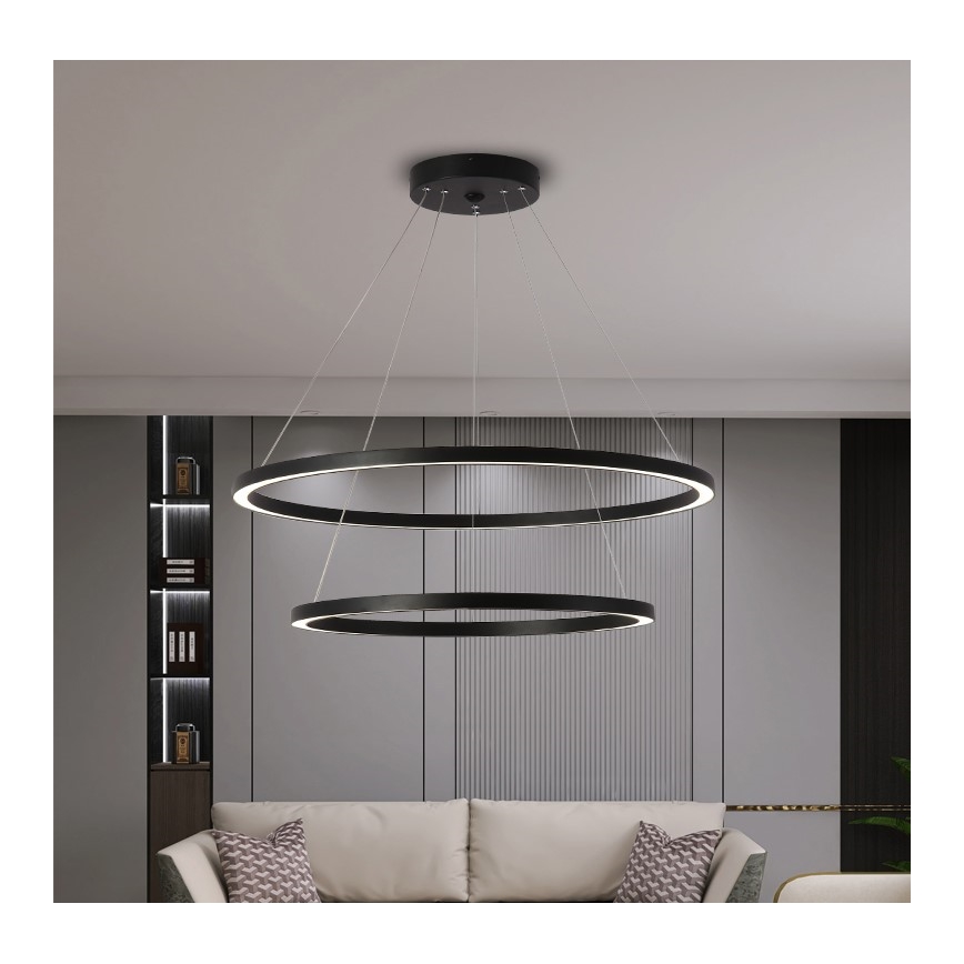 Immax NEO 07158-B80-60 - LED dimbare hanglamp aan snoer FINO LED/93W/230V Tuya zwart + afstandsbediening