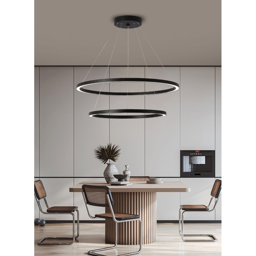 Immax NEO 07158-B80-60 - LED dimbare hanglamp aan snoer FINO LED/93W/230V Tuya zwart + afstandsbediening