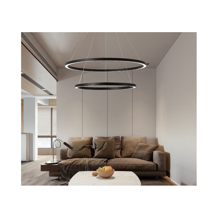 Immax NEO 07158-B80-60 - LED dimbare hanglamp aan snoer FINO LED/93W/230V Tuya zwart + afstandsbediening