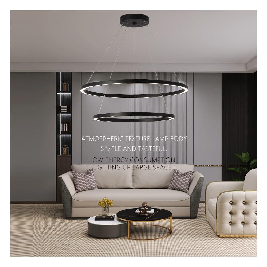 Immax NEO 07158-B80-60 - LED dimbare hanglamp aan snoer FINO LED/93W/230V Tuya zwart + afstandsbediening