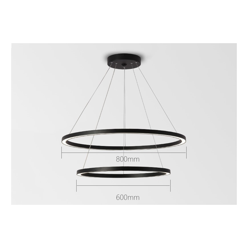Immax NEO 07158-B80-60 - LED dimbare hanglamp aan snoer FINO LED/93W/230V Tuya zwart + afstandsbediening