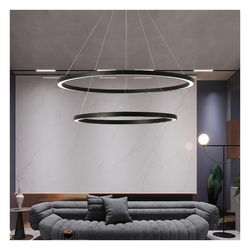 Immax NEO 07158-B80-60 - Suspension filaire à intensité variable FINO LED/93W/230V Tuya noir + télécommande