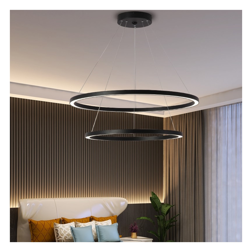 Immax NEO 07158-B80-60 - Suspension filaire à intensité variable FINO LED/93W/230V Tuya noir + télécommande