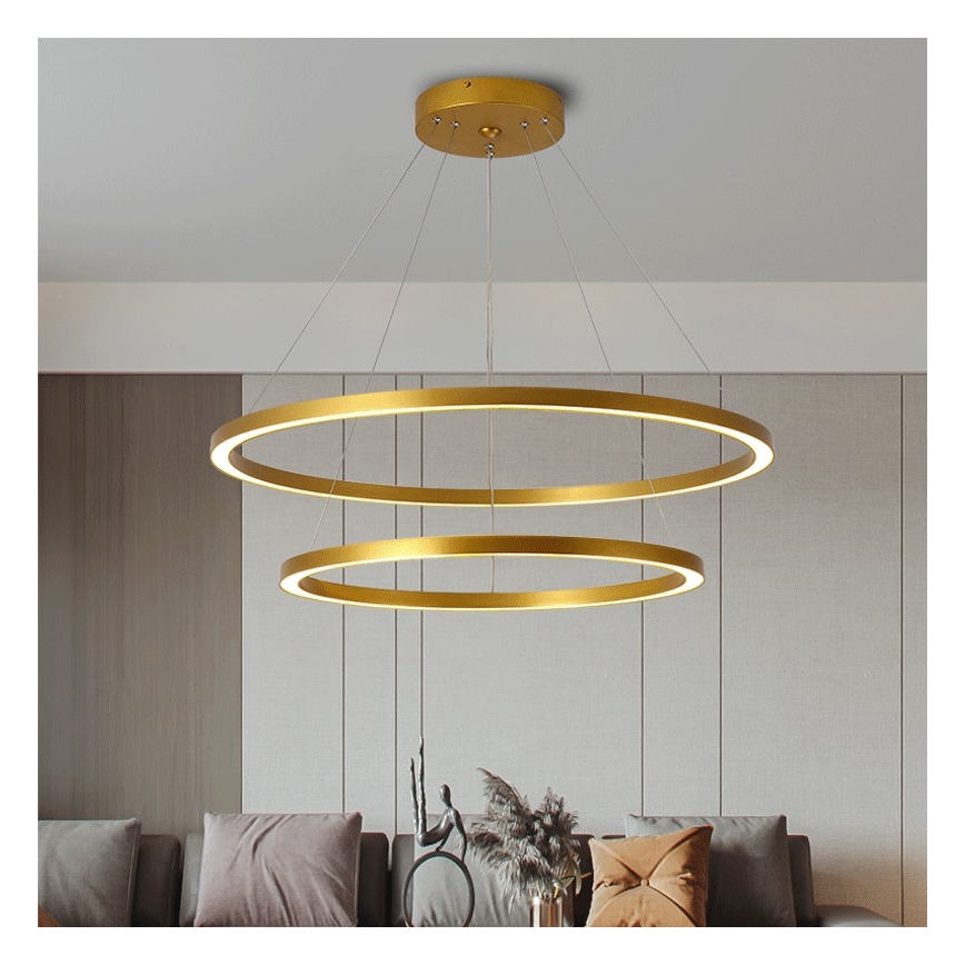 Immax NEO 07159-G80-60 - LED dimbare hanglamp aan snoer FINO LED/93W/230V Tuya goud + afstandsbediening