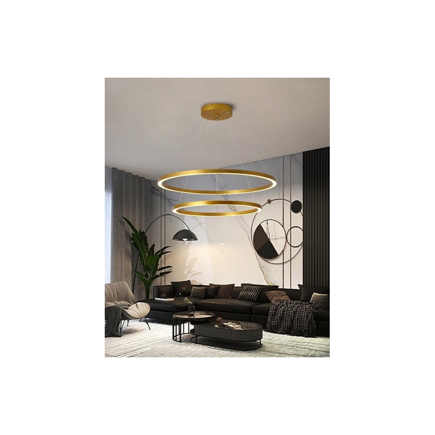 Immax NEO 07159-G80-60 - LED dimbare hanglamp aan snoer FINO LED/93W/230V Tuya goud + afstandsbediening