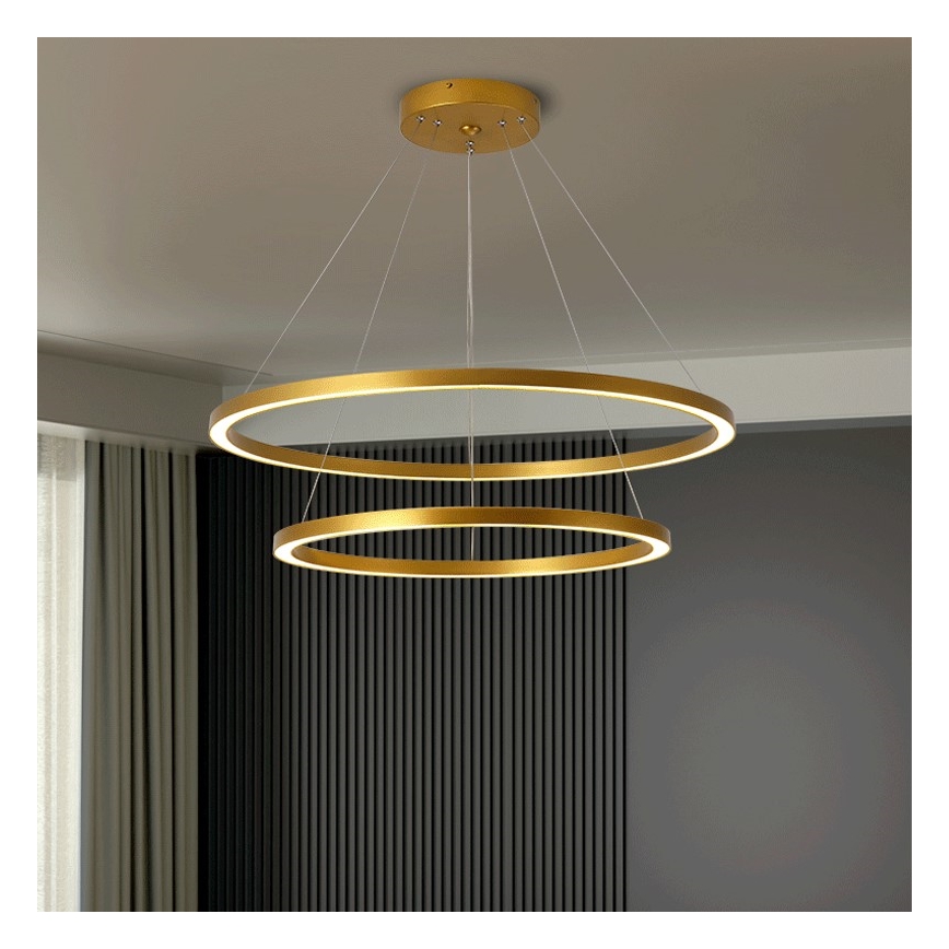 Immax NEO 07159-G80-60 - LED dimbare hanglamp aan snoer FINO LED/93W/230V Tuya goud + afstandsbediening