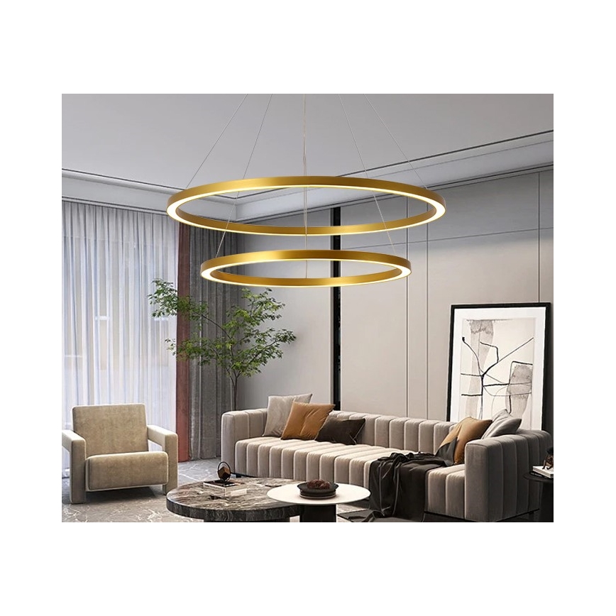 Immax NEO 07159-G80-60 - LED dimbare hanglamp aan snoer FINO LED/93W/230V Tuya goud + afstandsbediening