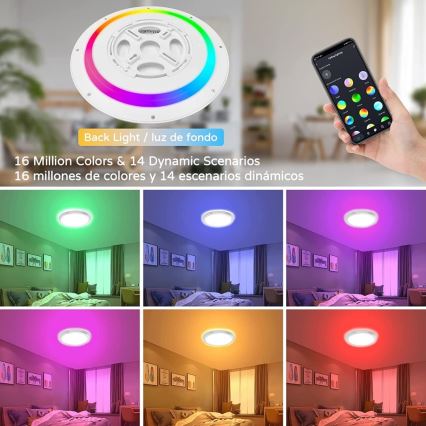 Immax NEO 07166-B40 - LED RGB+CCT Dimbare plafondlamp NEO LITE TUDO LED/50W/230V Wi-Fi Tuya zwart + afstandsbediening