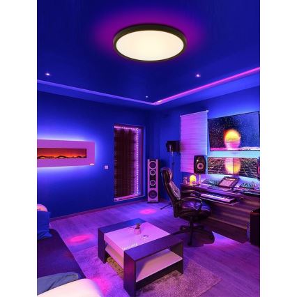 Immax NEO 07166-B40 - Plafonnier à intensité variable  LED RGB+CCT NEO LITE TUDO LED/50W/230V Wi-Fi Tuya noir + télécommande
