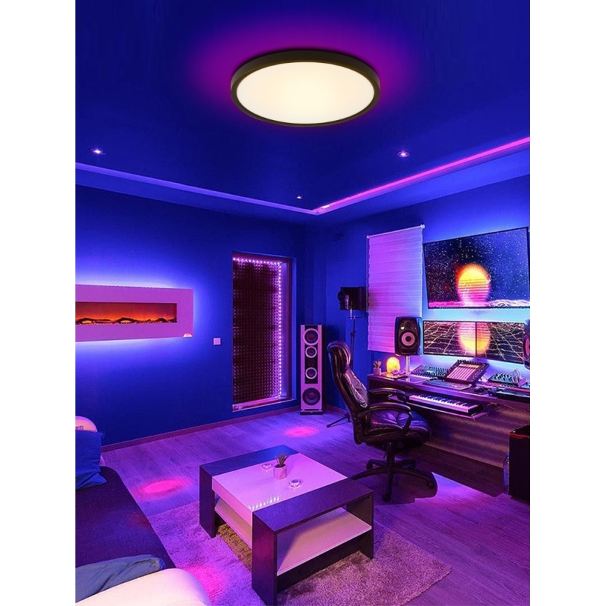 Immax NEO 07166-B40 - Plafonnier à intensité variable  LED RGB+CCT NEO LITE TUDO LED/50W/230V Wi-Fi Tuya noir + télécommande