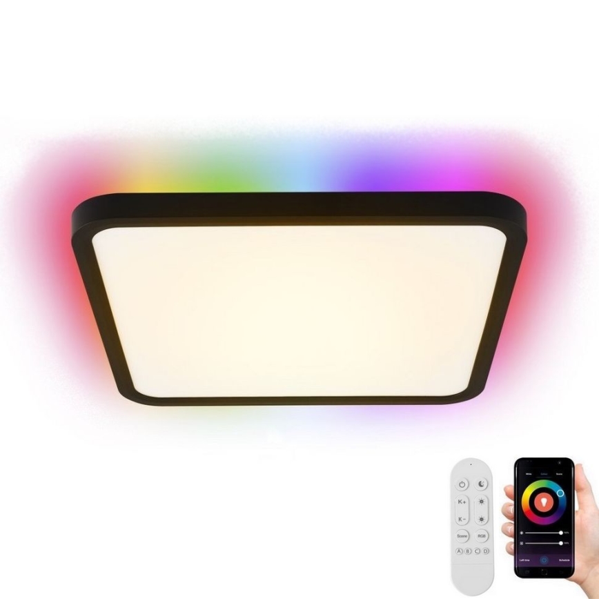 Immax NEO 07167-B40 - LED RGB+CCT Plafonnier à intensité variable NEO LITE TUDO LED/50W/230V Wi-Fi Tuya noir + télécommande