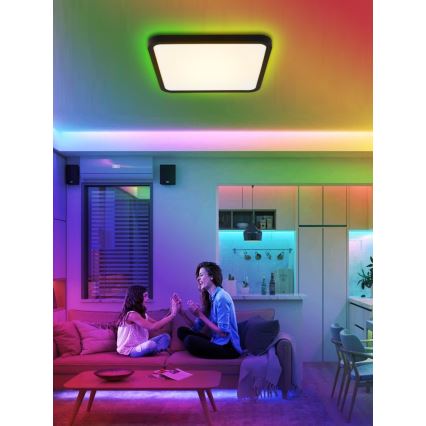 Immax NEO 07167-B40 - LED RGB+CCT Dimbare plafondlamp NEO LITE TUDO LED/50W/230V Wi-Fi Tuya zwart + afstandsbediening